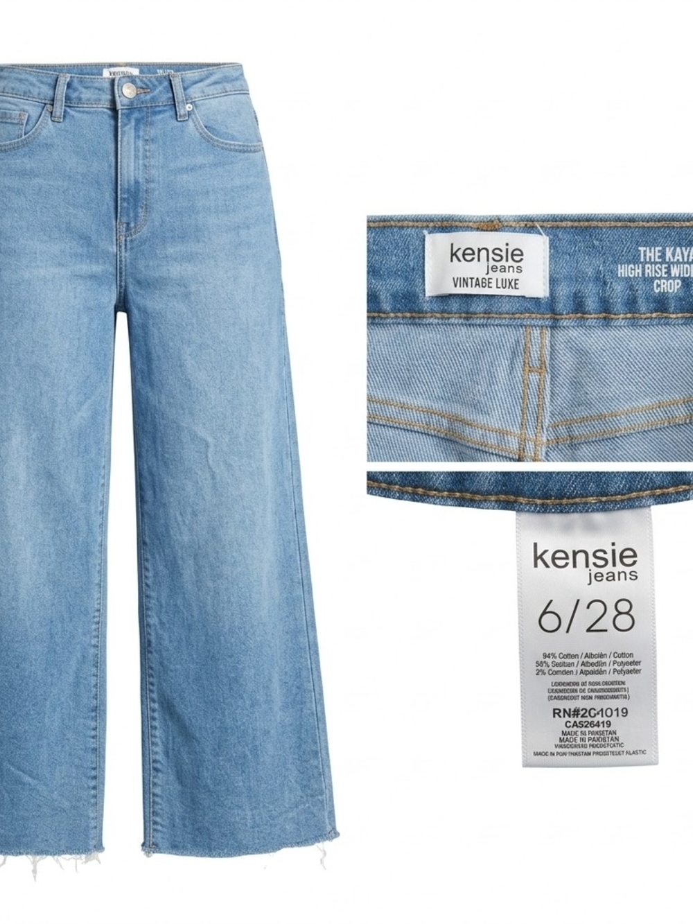 Kensie Light Blue High-Rise Wide-Leg Crop Jeans